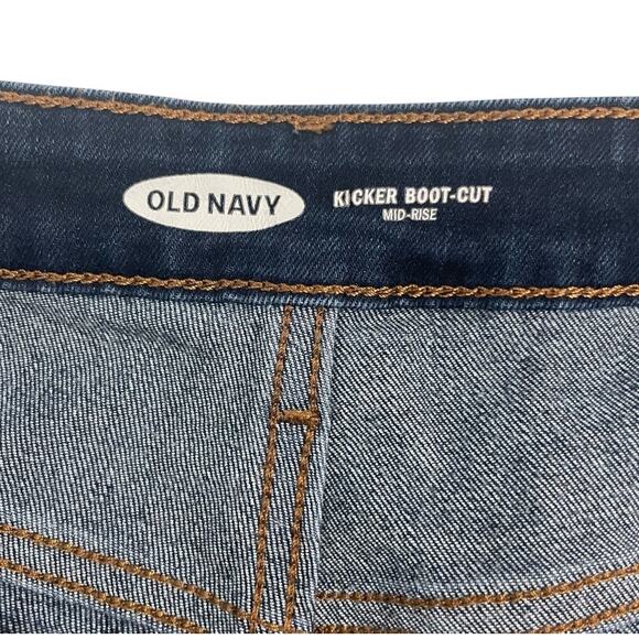 Old Navy Womens Size 14 Kicker Boot Cut Stretch Mid Rise Dark Wash Blue Denim - Picture 6 of 12